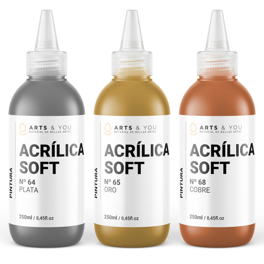 Pack de Pintura Acrílica Soft Studio Metalizada 250 ml Arts & You