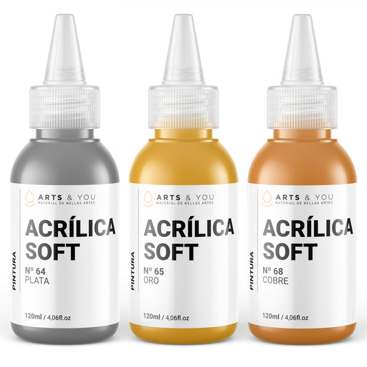 Pack de Pintura Acrílica Soft Studio Metalizada 120ml Arts & You