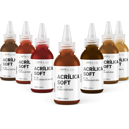 Pack de 7 Colores Tierra Pintura Acrílica Soft Studio Arts & You